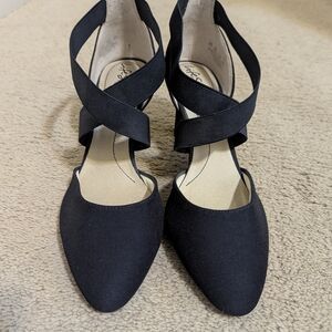 Life Stride Navy Cross-Strap Heels